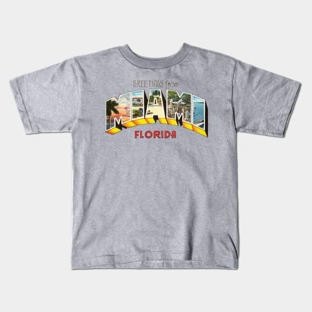 Greetings from Miami Florida Kids T-Shirt by reapolo